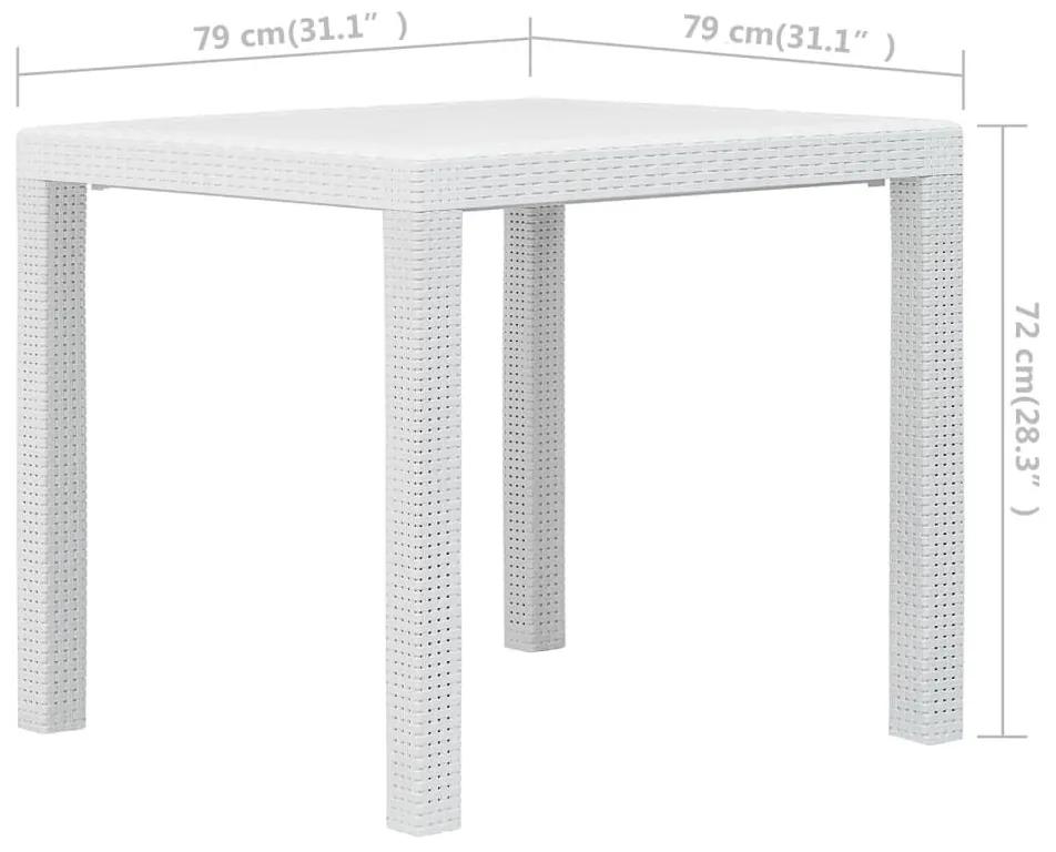 Τραπέζι Κήπου Λευκό με Εμφάνιση Ρατάν 79x79x72 εκ. Πλαστικό - Λευκό