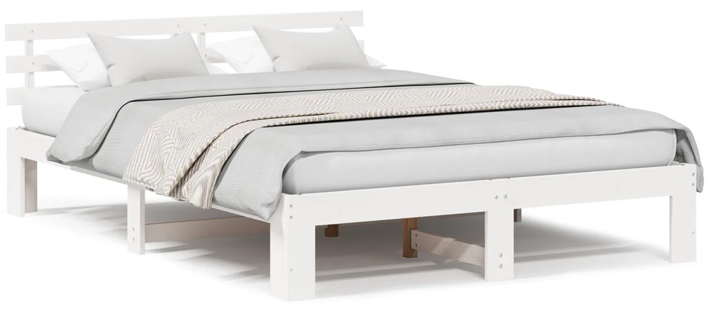 vidaXL Ξύλινο Κρεβάτι Λευκό Ξύλο 160 x 200 εκ. Ανθεκτικό Λευκό Κρεβάτι