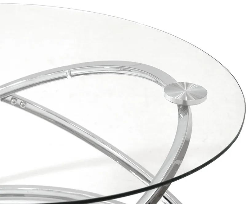 Τραπέζι σαλονιού Sabin pakoworld μέταλλο-γυαλί 8mm Φ80x43εκ - Γυαλί - 029-000106