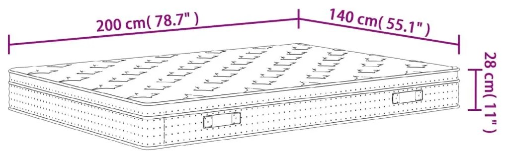 Στρώμα με Pocket Springs Μεσαία 140x200 εκ. - Λευκό