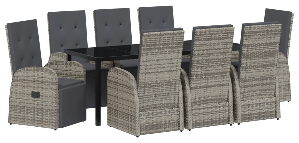 vidaXL Σετ Φαγητού Κήπου 9 pcs Γκρι 200 x 80 x 73 εκ PE ρατάν