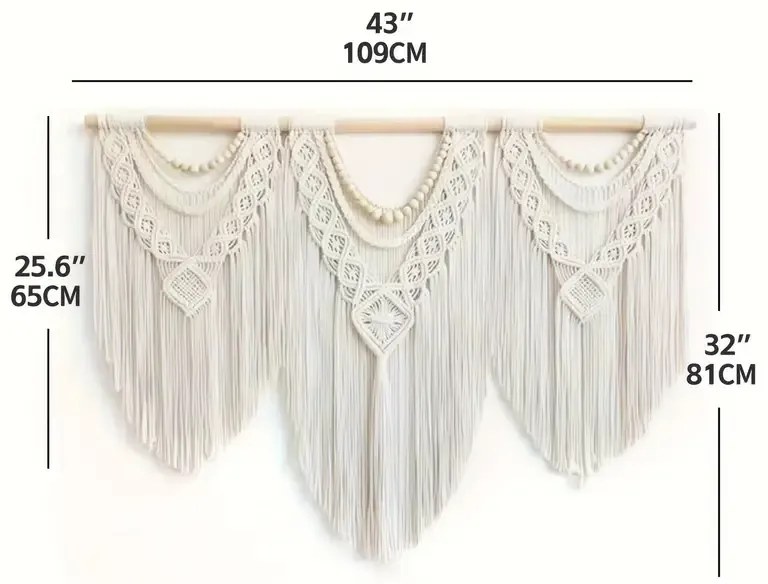 Κρεμαστό διακοσμητικό μακραμέ εκρού 81x109cm