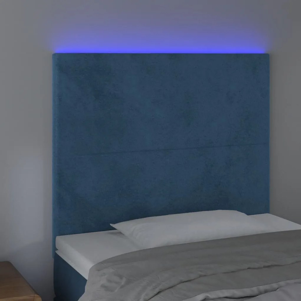 Κεφαλάρι Κρεβατιού LED Σκούρο Μπλε 100x5x118/128 εκ. Βελούδινο 3122190