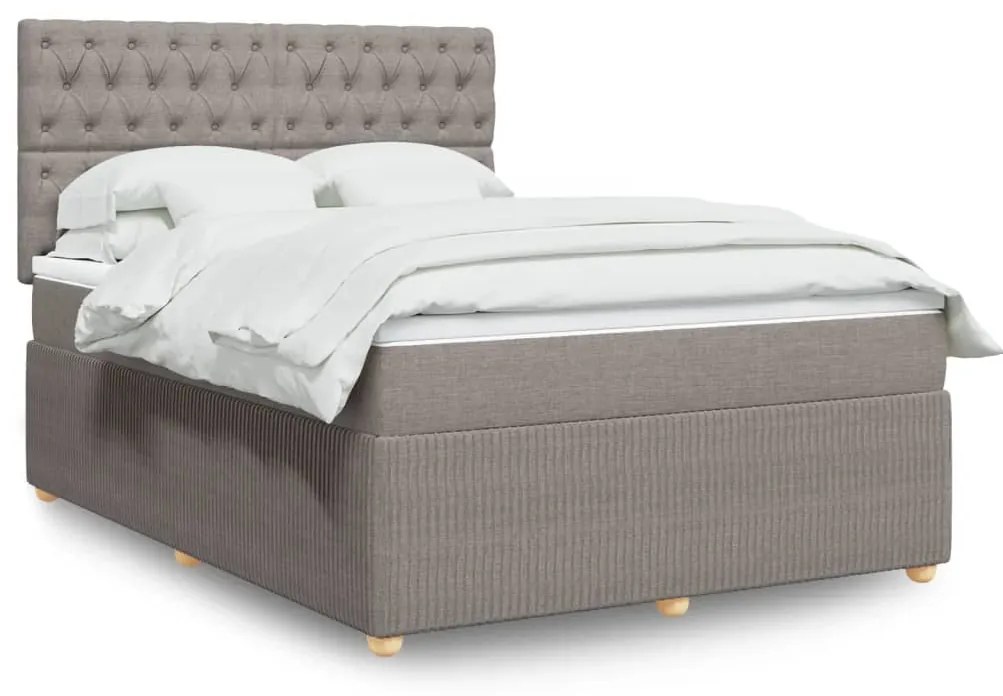 vidaXL Κρεβάτι Boxspring με Στρώμα Taupe 140x190 εκ. Υφασμάτινο