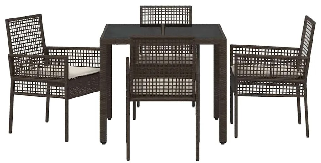 vidaXL Σέτ φαγητού για κήπο 5 pcs Καφέ συνθετικό ρατάν