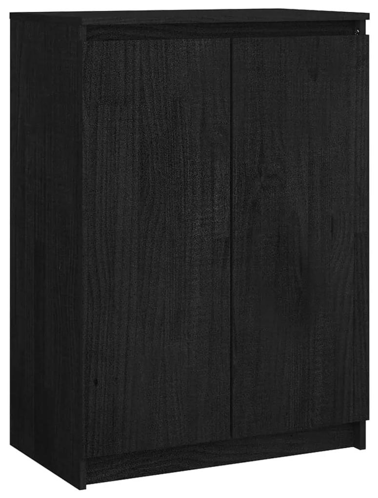 vidaXL Ντουλάπι Μαύρο 60 x 36 x 84 εκ. από Μασίφ Ξύλο Πεύκου