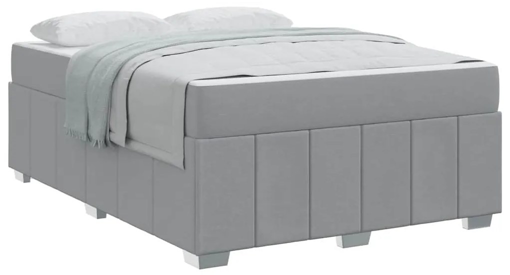 vidaXL Σκελετός Κρεβατιού Ανοιχτό γκρι 140 x 200 cm ύφασμα