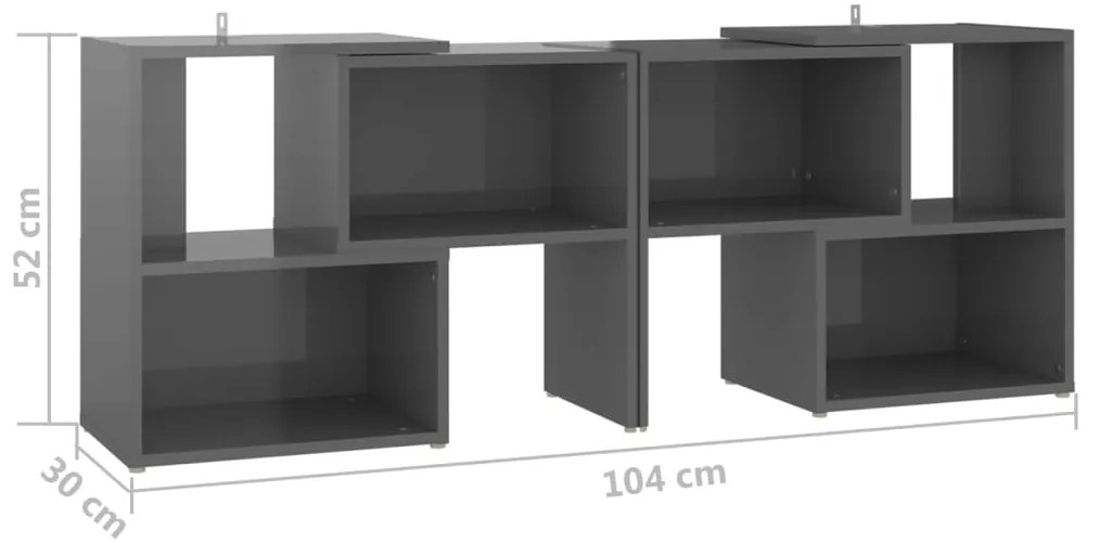 Έπιπλο Τηλεόρασης Γυαλ. Γκρι 104 x 30 x 52 εκ. από Επεξ. Ξύλο - Γκρι