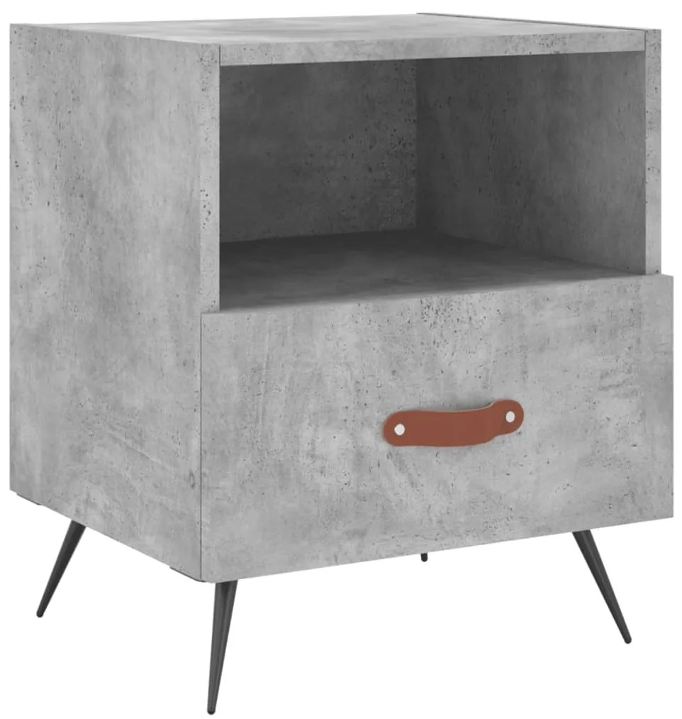 vidaXL Κομοδίνα 2 τεμ. Γκρι Σκυροδεμ. 40 x 35 x 47,5 εκ. Επεξεργ. Ξύλο