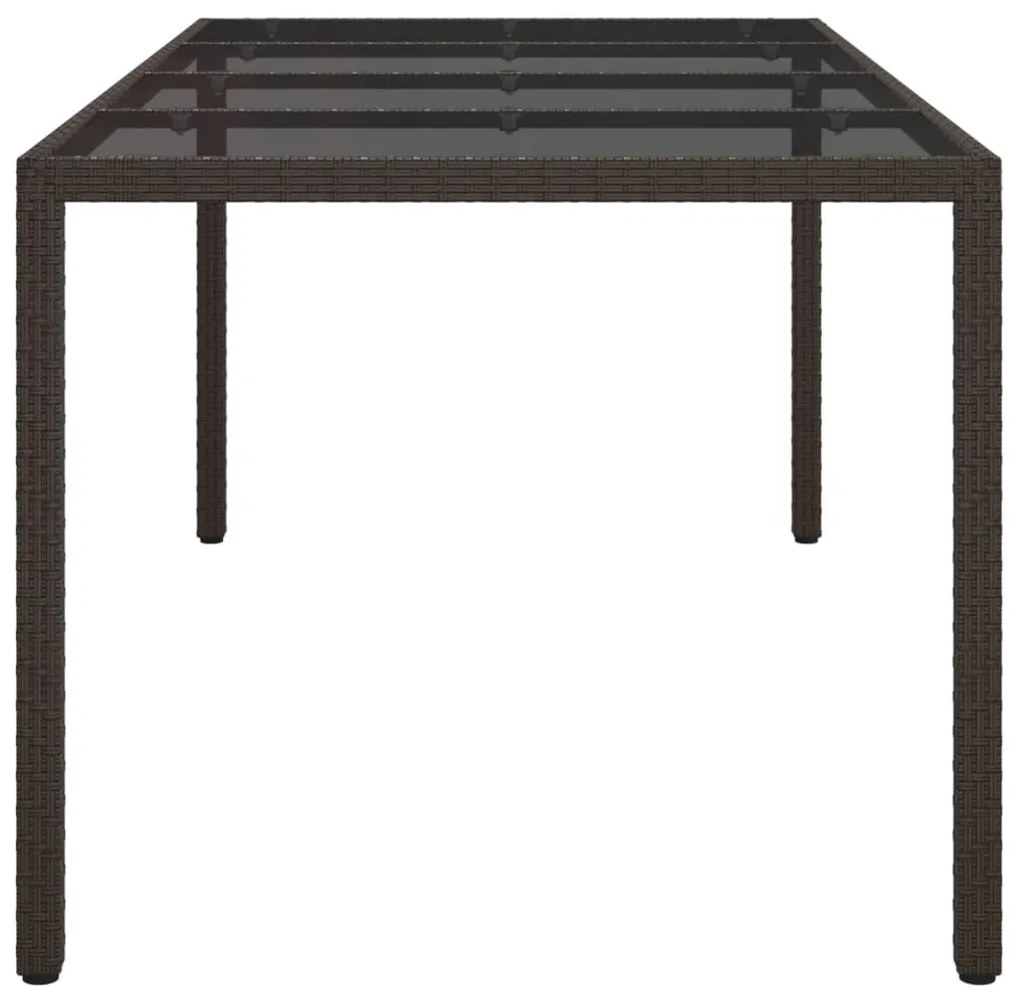 vidaXL Τραπέζι Κήπου Καφέ 190x90x75εκ από Ψημένο Γυαλί/Συνθετικό Ρατάν