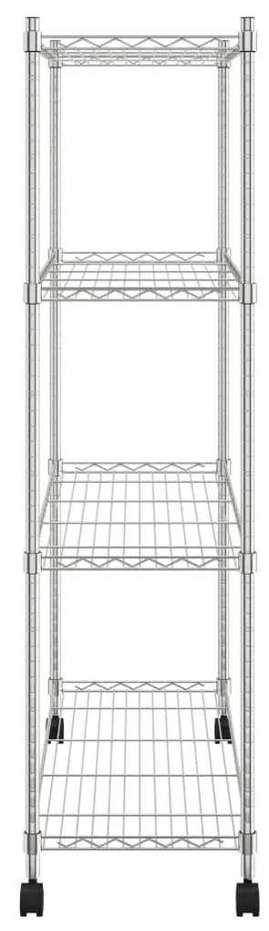 vidaXL Ραφιέρα 4 Επιπέδων με Τροχούς Χρωμέ 90x35x142 εκ. 200 κ.