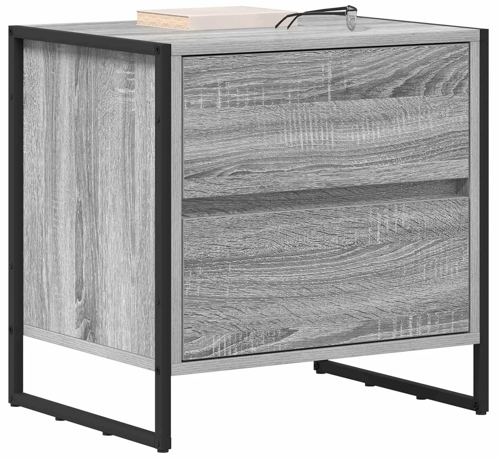 vidaXL Κομοδίνο Γκρίζο Σονομα 50 x 39.5 x 50 εκ. Επεξεργασμένο ξύλο