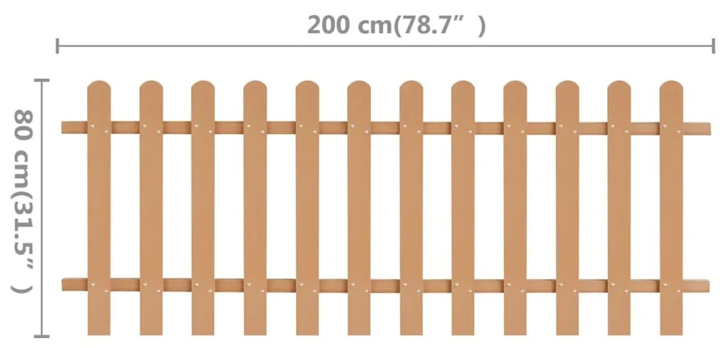 Φράχτης Κήπου 200 x 80 εκ. από WPC - Καφέ