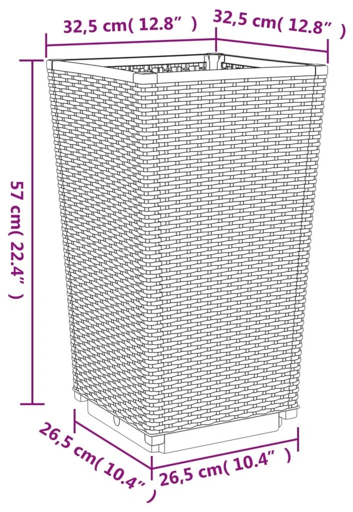 Ζαρντινιέρες Κήπου 2 τεμ. Μπλε Γκρι 32,5x32,5x57 εκ. Πολυπροπυλένιο 367846