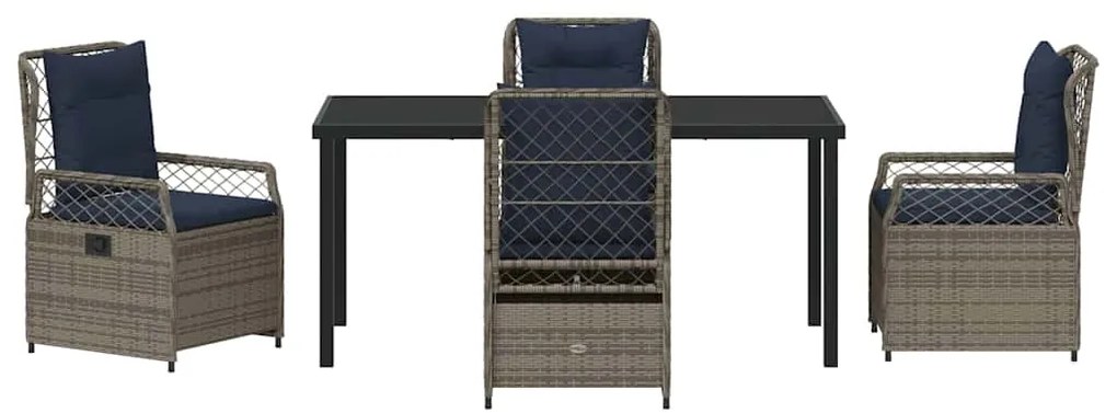 vidaXL Σέτ φαγητού για κήπο 5 pcs Γκρι συνθετικό ρατάν