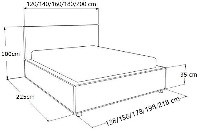 Επενδυμένο κρεβάτι Leiden-Leuko-120 x 200