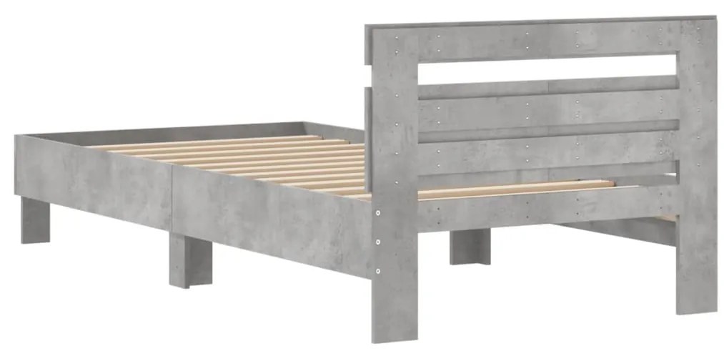 vidaXL Πλαίσιο Κρεβατιού με Κεφαλάρι Γκρι Σκυρ. 100x200 εκ. Επεξ. Ξύλο