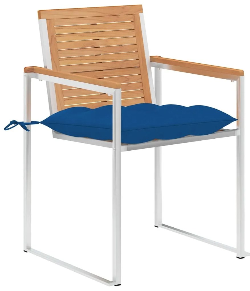 vidaXL Καρέκλες Κήπου 4 τεμ. από Μασίφ Ξύλο Teak με Μαξιλάρια