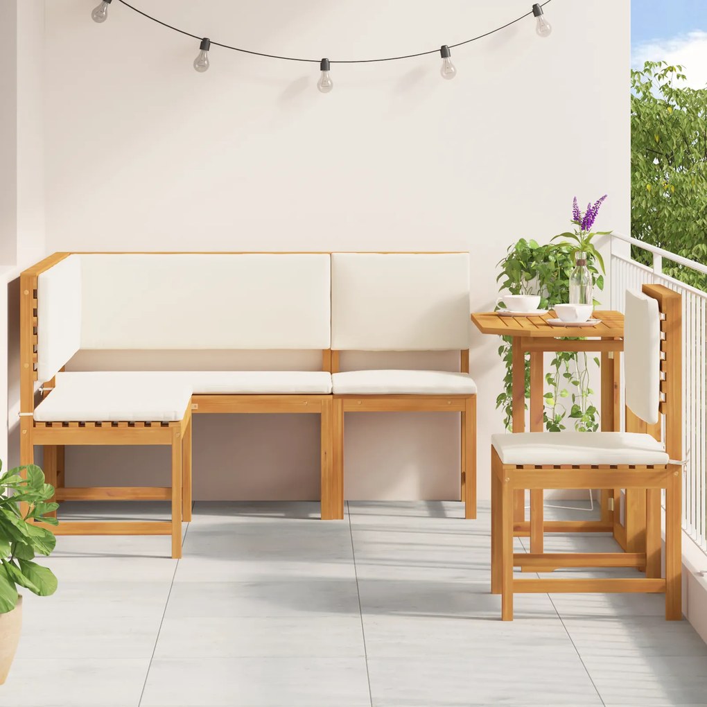 vidaXL Σετ Παγκάκι Κήπου 4 pcs Καφέ Μασίφ ξύλο ακακίας