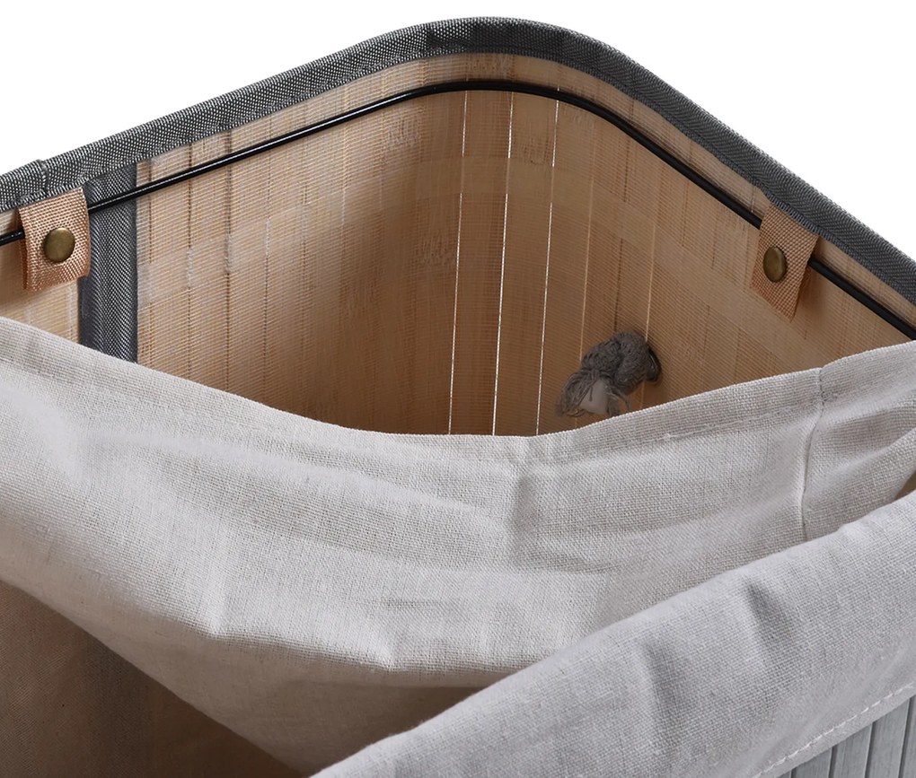 HOMCOM Καλάθι Απλυτων, 70 L Συλλέκτης Απλυτων με Καπάκι, Αφαιρούμενο Εσωτερικό, Κουτί Απλυτων για Μπάνιο, 40 x 30 x 60 cm, Γκρι