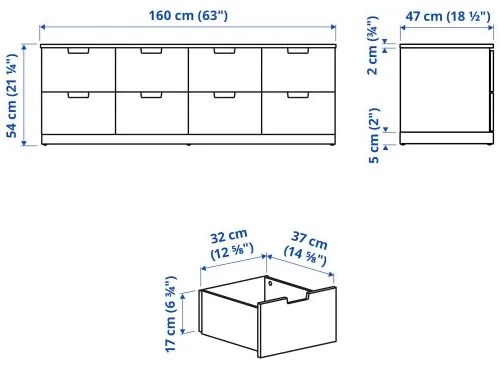 NORDLI συρταριέρα με 8 συρτάρια, 160X54 cm 592.395.04