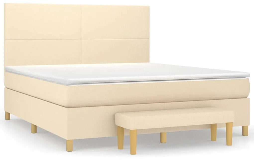 ΚΡΕΒΑΤΙ BOXSPRING ΜΕ ΣΤΡΩΜΑ ΚΡΕΜ 180X200 ΕΚ. ΥΦΑΣΜΑΤΙΝΟ 3137018