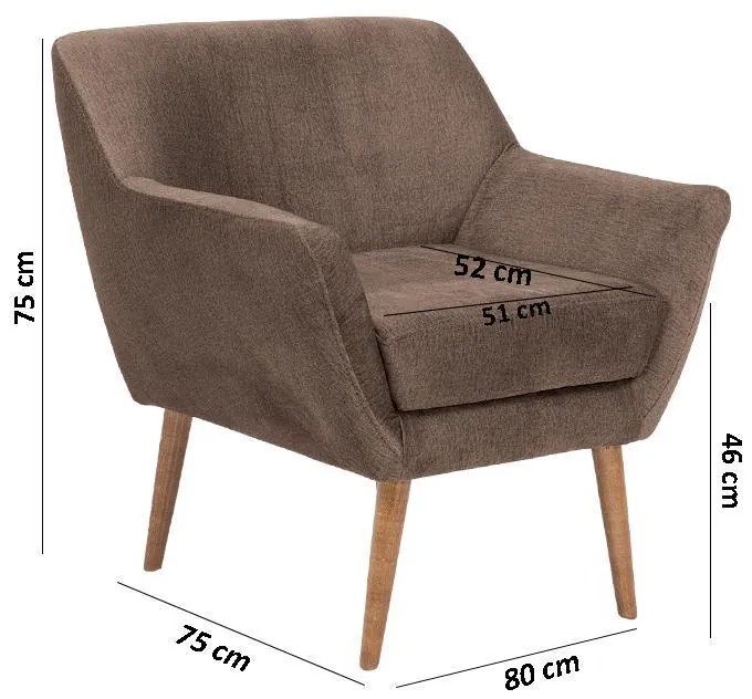 Πολυθρόνα Carla Fylliana Καφέ 80x75x85 εκ. 80x75x85 εκ.