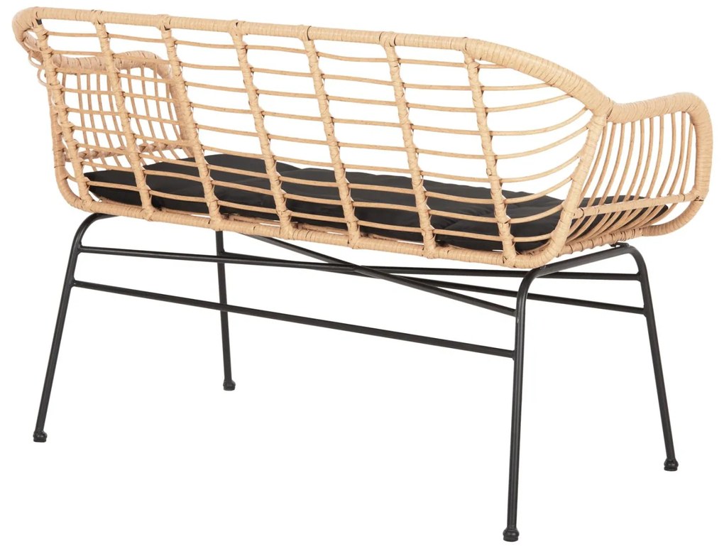 ΚΑΝΑΠΕΣ ALLEGRA  ΜΑΥΡΟ ΜΕΤΑΛΛΟ-ΜΠΕΖ ΣΥΝΘ.RATTAN 120x62x80Υεκ.