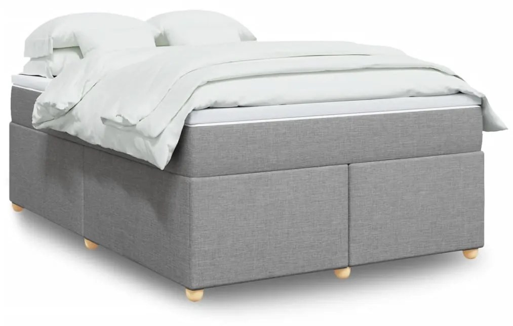 Κρεβάτι Boxspring με Στρώμα Ανοιχτό Γκρι 140x200 εκ. Υφασμάτινο