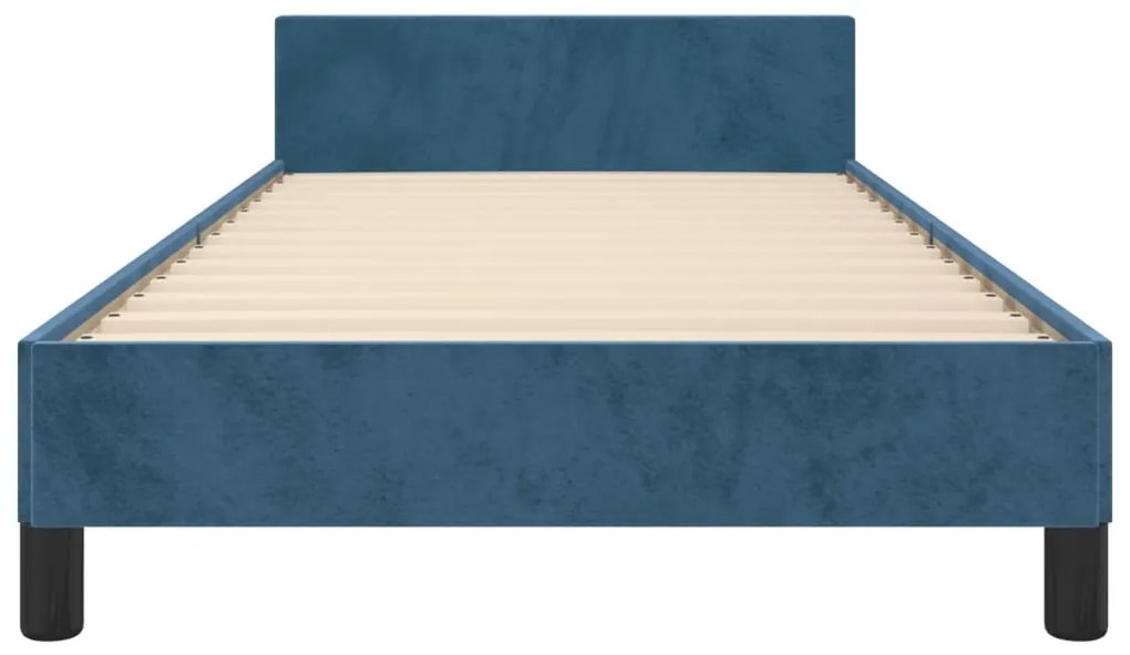 vidaXL Πλαίσιο Κρεβατιού με Κεφαλάρι Σκ. Μπλε 90x190 εκ. Βελούδινο