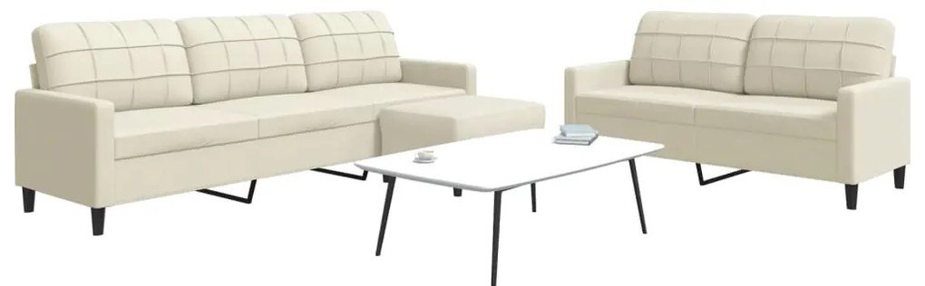 vidaXL Πολυθρόνες Σετ 3 Τεμαχίων Κρεμ από Βελούδο με Μαξιλάρια