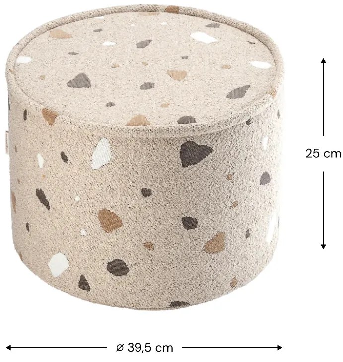 Terrazzo Πουφ Σκαμπο Υφασμα Μπουκλε / Σενιλ Μπεζ