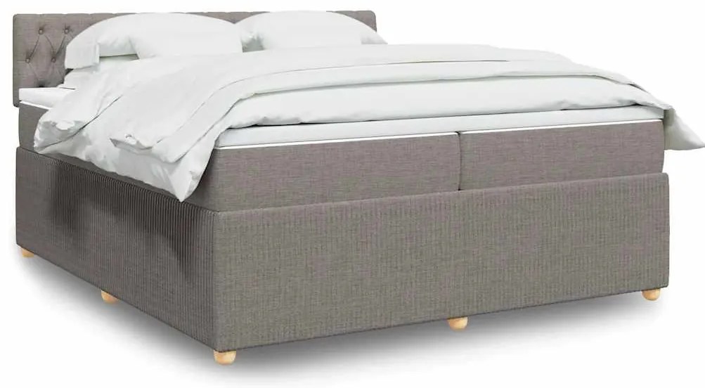 vidaXL Κρεβάτι Boxspring με Στρώμα Taupe 200x200 εκ. Υφασμάτινο