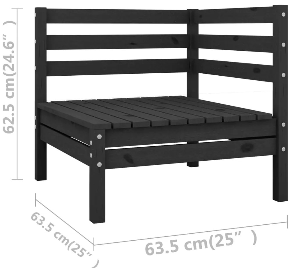 vidaXL Σαλόνι Κήπου Σετ 13 Τεμαχίων Μαύρο από Μασίφ Ξύλο Πεύκου
