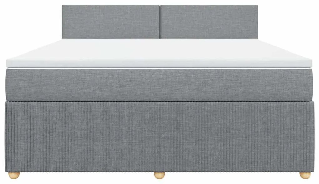 vidaXL Κρεβάτι Boxspring με Στρώμα Ανοιχτό Γκρι 180x200 εκ. Υφασμάτινο