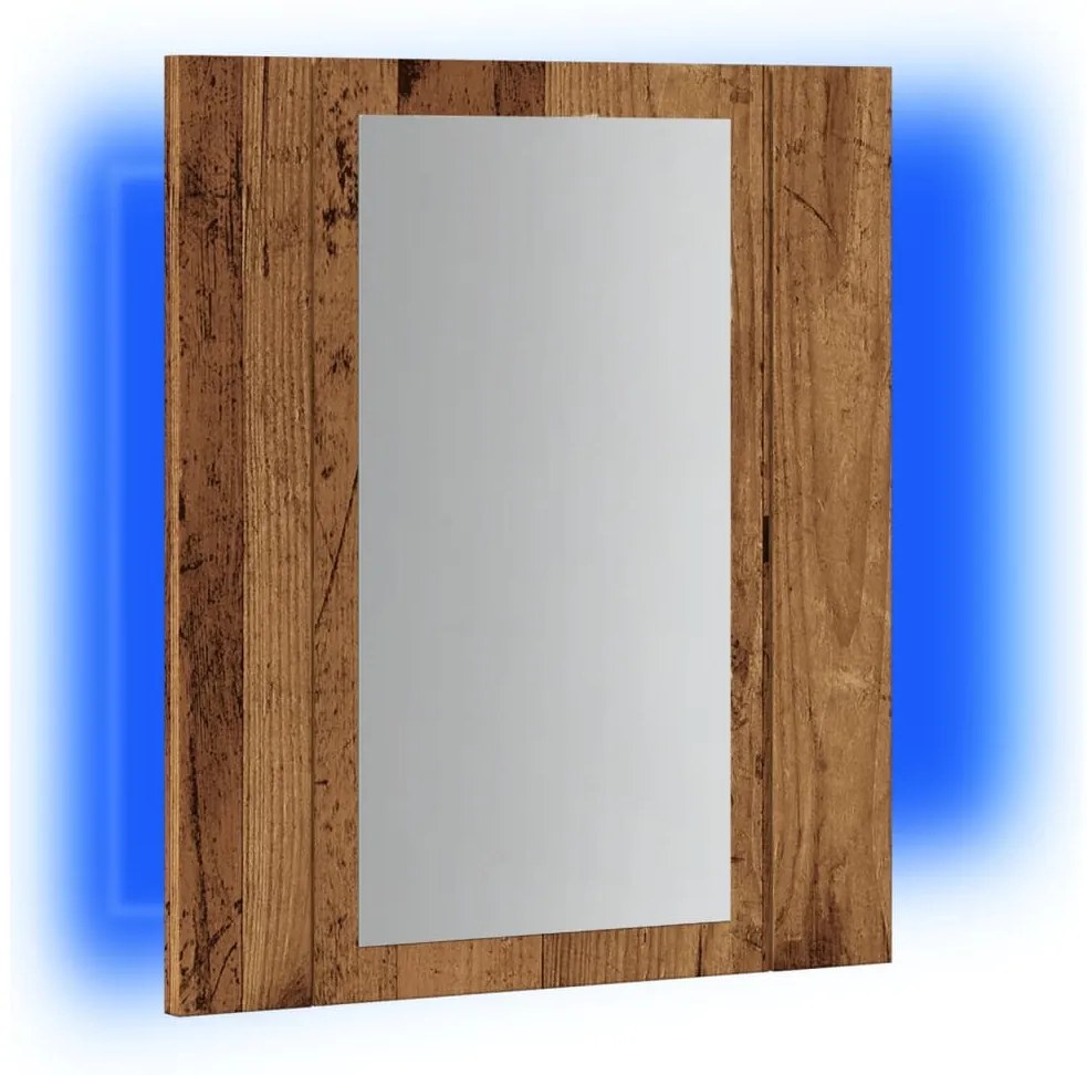Έπιπλο Καθρέφτη Μπάνιου LED Παλαιό Ξύλο 40x12x45 εκ. Επεξ. Ξύλο - Καφέ