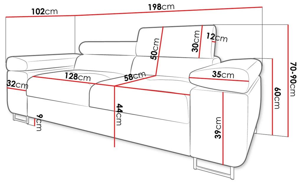 Καναπές Comfivo S105, 198x102x70cm, 64 kg, Ταπισερί, Πόδια: Μέταλλο | Epipla1.gr
