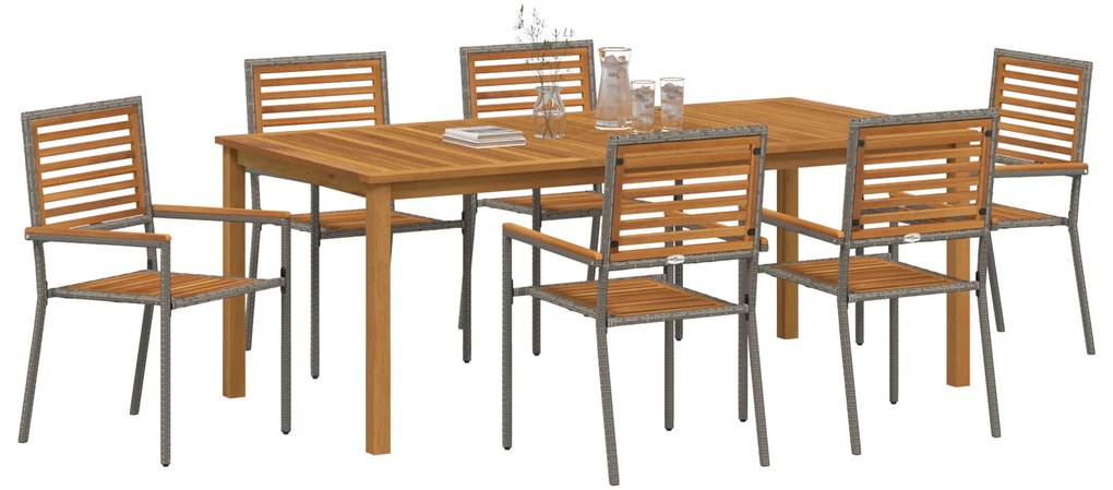 vidaXL Σετ Τραπεζαρίας Κήπου 7 pcs Γκρι 200 x 100 x 74 cm