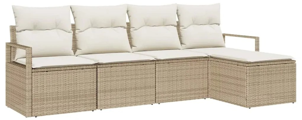vidaXL Σετ Καναπέ Κήπου 5 pcs Μπεζ Πολυ ράταν
