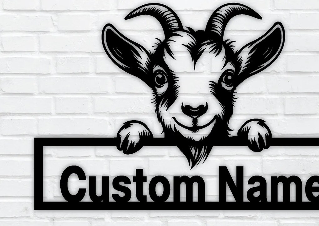 Σετ των 2 Intra απο ξύλο plywood 3mm-4mm πάχος – Peeking Goats Προσαρμοσμένη πινακίδα ονόματος PNG Δίασταση  20x20 cm INTRAFABR-96480298