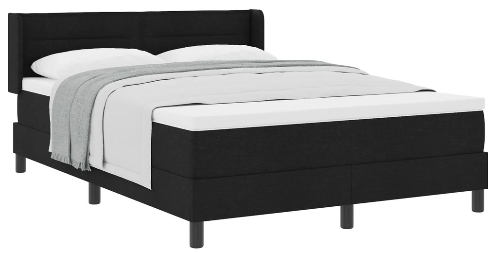 vidaXL Κρεβάτι box spring με στρώμα με στρώμα Μαύρο 160 x 200 cm