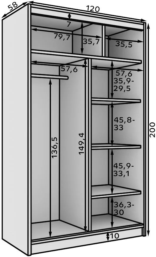Ντουλάπα Lissa 120 συρόμενη-Mauro-Leuko