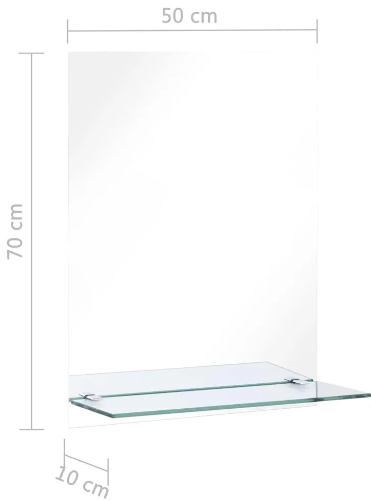 vidaXL Καθρέφτης Τοίχου με Ράφι 50 x 70 εκ. από Ψημένο Γυαλί
