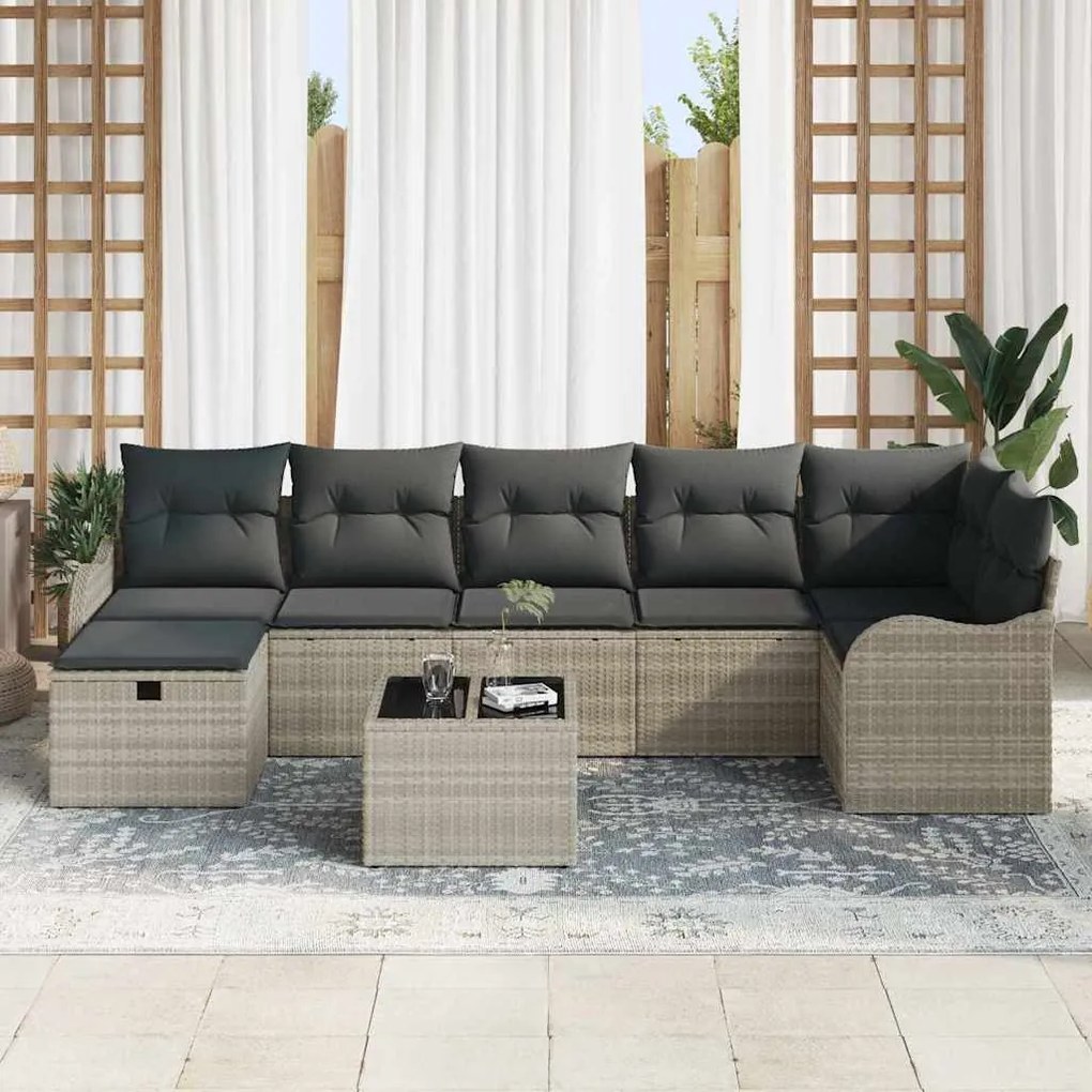 vidaXL Σετ Καναπέ Κήπου 8 pcs Ανοιχτό γκρι 287.5 x 122.5 x 85 cm
