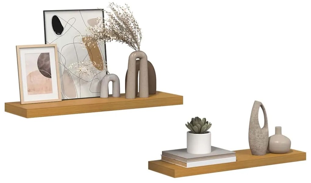 vidaXL Ράφι Τοίχου 2 pcs Μπεζ 80 x 23,5 x 4 εκ Επεξεργασμένο ξύλο