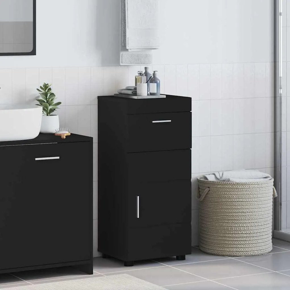 vidaXL Ντουλάπι Μπάνιου με αποθήκευση TULUM Μαύρο 37 x 31.5 x 82 εκ