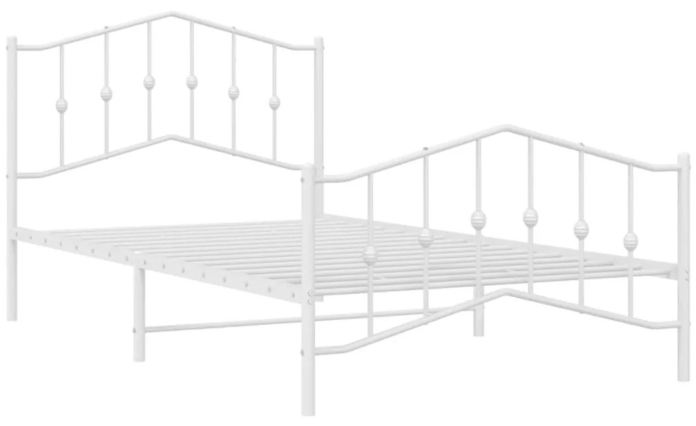 Πλαίσιο Κρεβατιού με Κεφαλάρι/Ποδαρικό Λευκό 100x200εκ. Μέταλλο - Λευκό