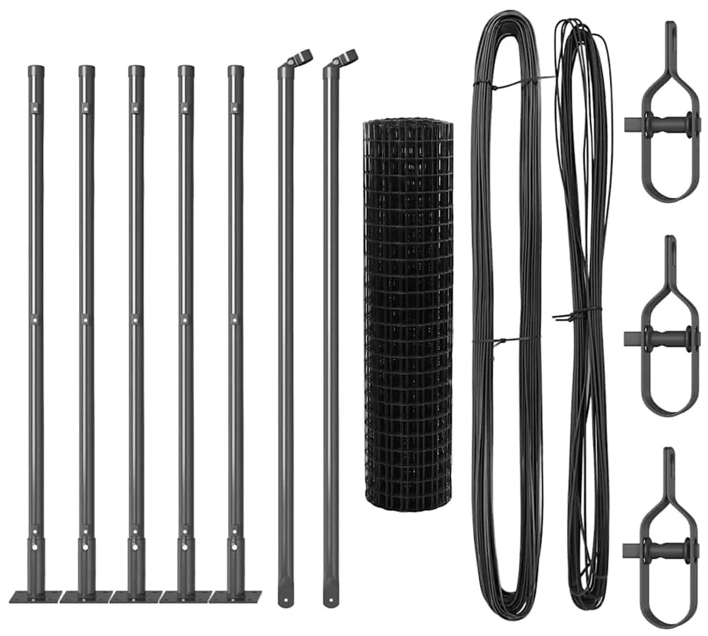 vidaXL Τεντώτο με στήριγμα Γκρι 0,4 x 10 μ Χάλυβας και PVC