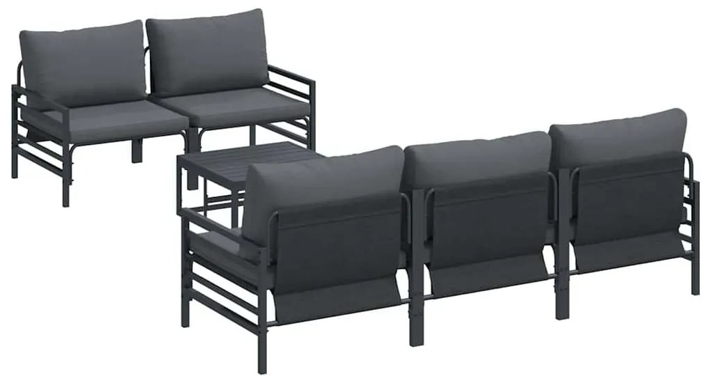 vidaXL Σετ Καναπέ Κήπου με μαξιλάρι 6 pcs Μαύρο Ατσάλι
