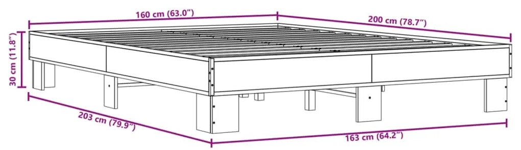 ΠΛΑΙΣΙΟ ΚΡΕΒΑΤΙΟΥ ΚΑΦΕ ΔΡΥΣ 160X200 ΕΚ. ΕΠΕΞ. ΞΥΛΟ &amp; ΜΕΤΑΛΛΟ 3280231